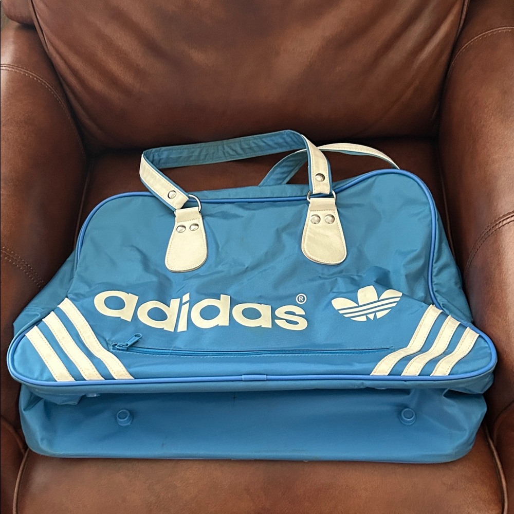 Adidas Retro Blue and White Sports Bag